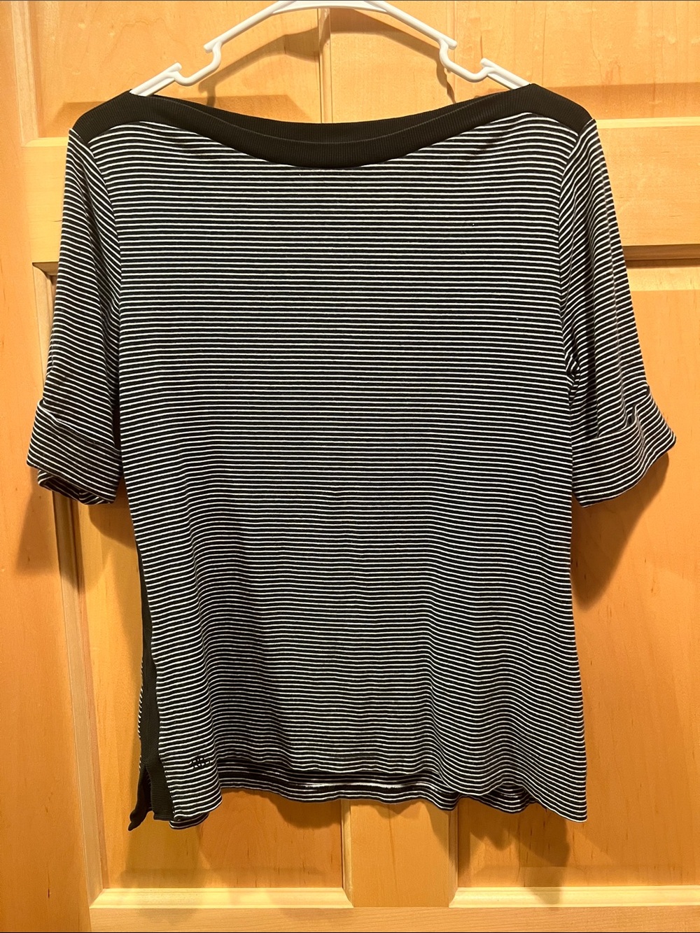 Lauren Ralph Womens Stripped Boatneck Top  Cotton Blend Coastal Chic Nautical XL